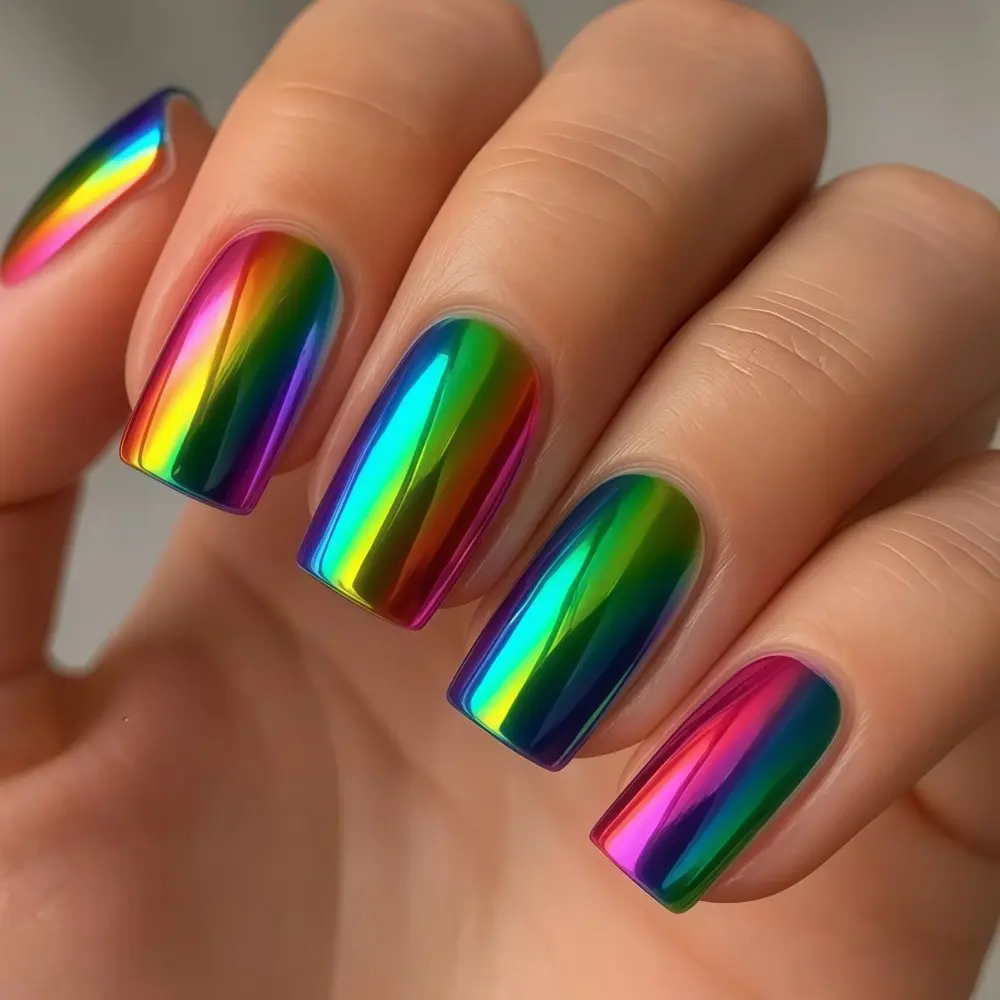 24pcs Medium-Length Glossy Ombre Square Nails, Detachable False Nail Set, Diy Fake Nails, Easy-To-Apply Home Nail Art Supplies, Perfect for DIY Manicures, Nail Design