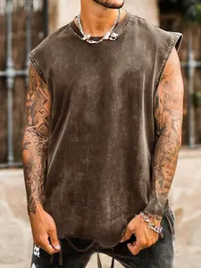 Men's Letter Print Wide Shoulder Vest, Street Fashion Casual Sleeveless Top for Daily Outdoor Wear, Menswear for All Seasons, Streetwear