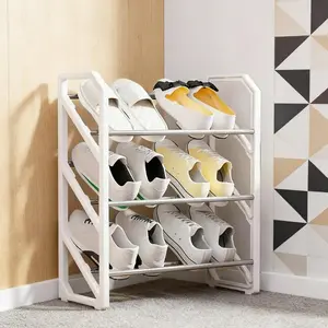 Three-tier stackable shoe rack saves space, keeps the house tidy, and is easy to use. Shoe Organization Rack Shoe Rack Shelf