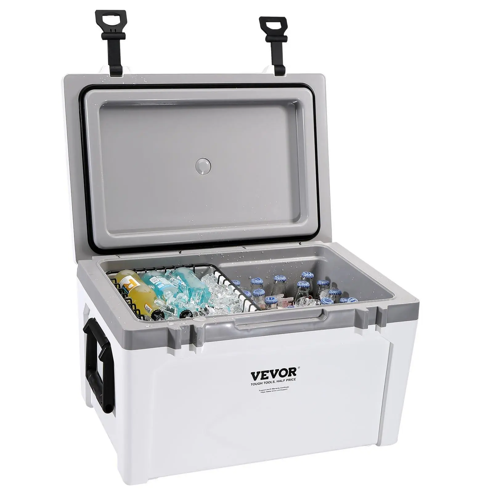 VEVOR 52 QT Large Size Unisex Cooler Bag, Portable Hard Ice Chest with 6-Day Ice Retention, Lightweight PP Plastic Insulating Shell, Anti-Slip Surface, Built-In Beer Opener, Commercial-Grade Silicone Seal for Lake Days, Beverage Refrigerator Cooler, Coole