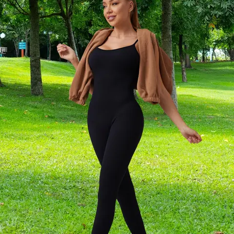 Women's all clothing Seamless Sleeveless Yoga Pants, Yoga Jumpsuits, Sporty Tight-Fitting Gym Training Jumpsuit, All-Seasons Plain Knit Bottom, Home Leisure