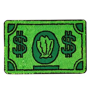 Funny Money Bill Rug for Bedroom Bathroom, Non-Slip Soft Shag Rug, Cartoon Dollar Bill Decor