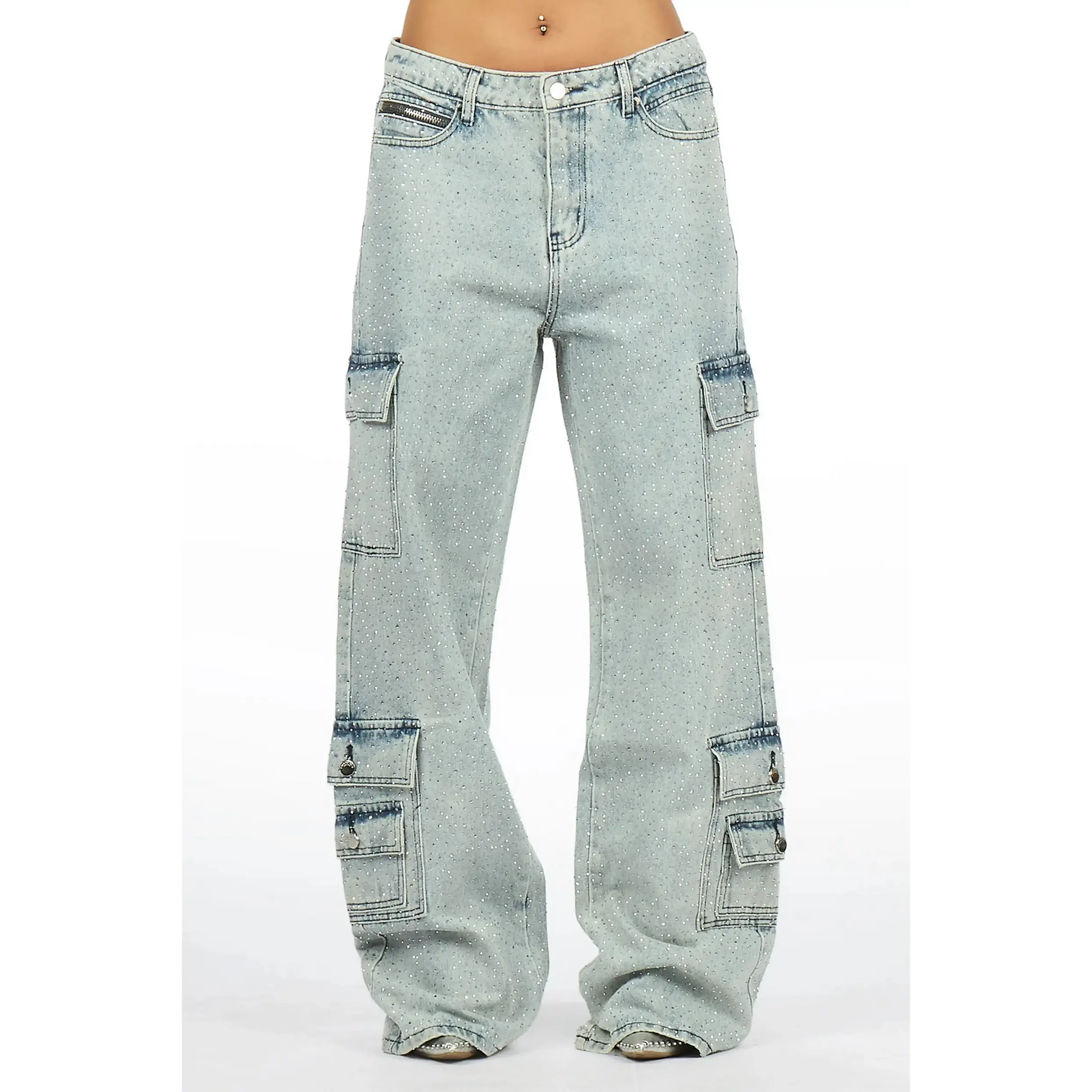 Dominika Light Wash Rhinestone Baggy Fit Jean
