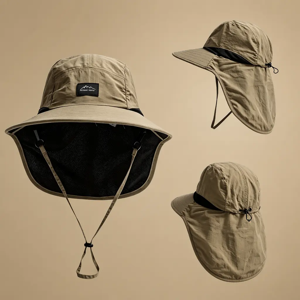 Outdoor Unisex Summer Fishing Hat | Sun Protection Hatwith Neck Flap | UV Protection for Camping, Hiking & Fishing