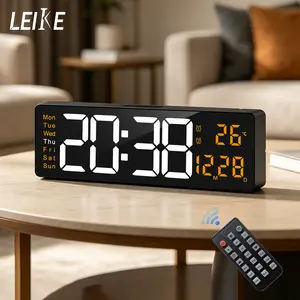16" Large Digital Wall Clock with Remote Control – Battery-Powered LED Display with Calendar, Time, and Temperature, Perfect for Living Room, Bedroom, Kitchen, and Home Decor, Great Gift for Mother's Day