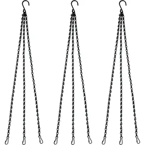 Benvo 24 Inch Long Hanging Chains for Plants Flower Pot Basket Chains 3 Point Replacement Chain Hangers for Lanterns, Bird Feeders, Planters and Other Ornaments (Pack of 3) Benvo