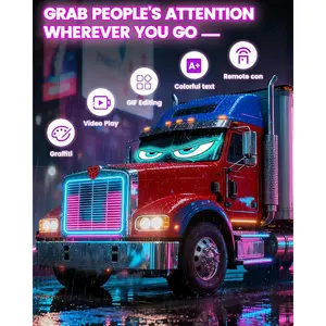 Devil Eyes Light 2PCS 23"x5" Animated LED Windshield Lights App-Controlled with Custom Text Graphics Dual Screen Sync for Cars Trucks SUVs RVs,summervibes