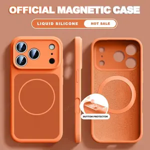 New Official Liquid Silicone Magnetic Phone Case For iPhone 17 Air 14 15 16 Plus 13 17 Pro Max For Magsafe ShockProof Protection Soft Cover Protector Accessories