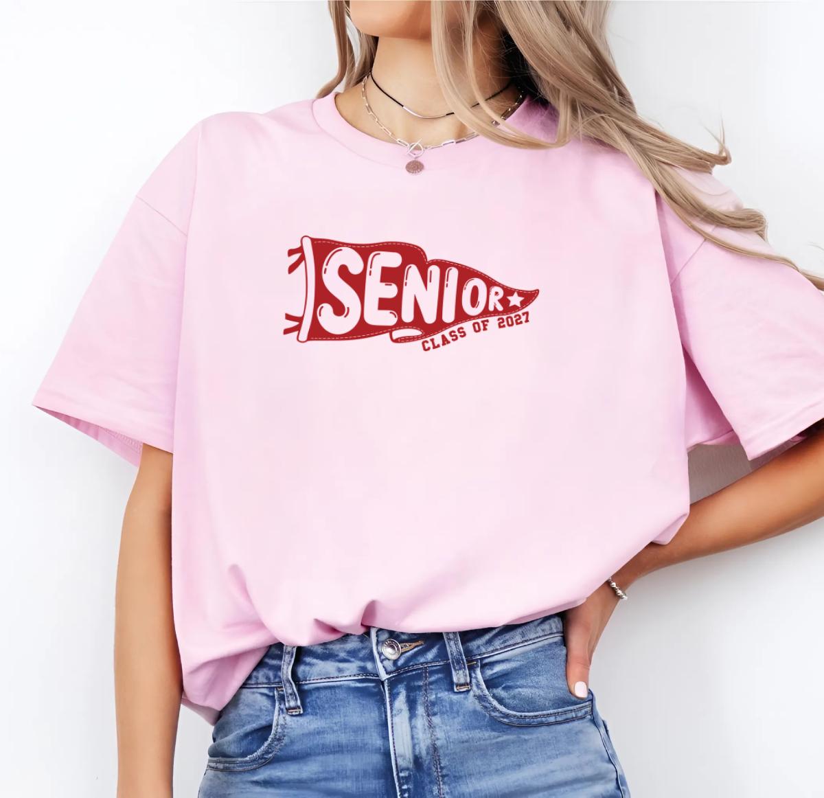 Senior Class of 2027 Shirt, Retro Pennant Graduation T-Shirt, Vintage Senior Year Graphic Tee, Class of 2027 School Spirit Unisex Shirt