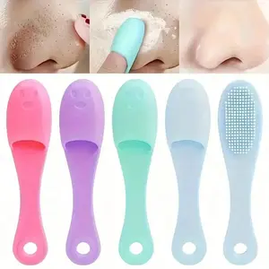 2pcs Random Color Soft Silicone Nose Brush, Finger Shaped Design, Ideal for Deep Cleansing & Blackhead Removal, Gentle Facial Care Tool, Face Scrubber Tool, Facial Cleaning Tool, Facial Pore Cleaner