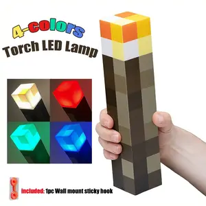 Wall-Mounted Glowing Night Light, LED Flashlight 4 Color Night Lamp with Wall Mount and Handheld, USB Rechargeable Night Light for Boys' Birthday Party, USB Powered Lamp