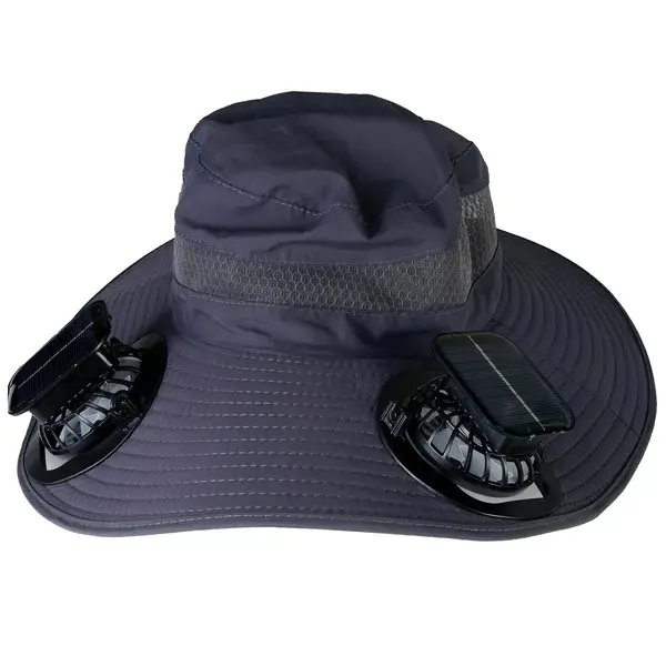 Outdoor Wide Brim Sun Hat With 2 Rechargeable Fans Solar Powered 3 Wind Speeds UPF50+ Breathable Waterproof Nylon Mesh Outdoor Hat For Hiking Camping Hunting Fishing, Fan Hat, Solar Fan Hat