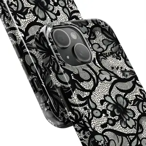 Elegant Black Lace Anti Fall TPU Full Coverage Phone Case for iPhone 17 Pro Max Phone Case 17 Air 16E 16 15 Plus 14 13 12 11 X XS Max XR 7 8 Plus Phone Cases Thermal Sublimation Coating All Inclusive Process