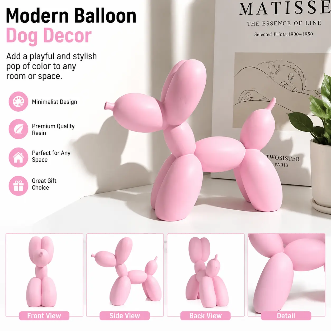 Resin Balloon Dog Statue Ornament - 1 Piece Modern Minimalist Home Decor Craft, Suitable for Living Room Decorations, Entryway Gifts & Anniversary Presents