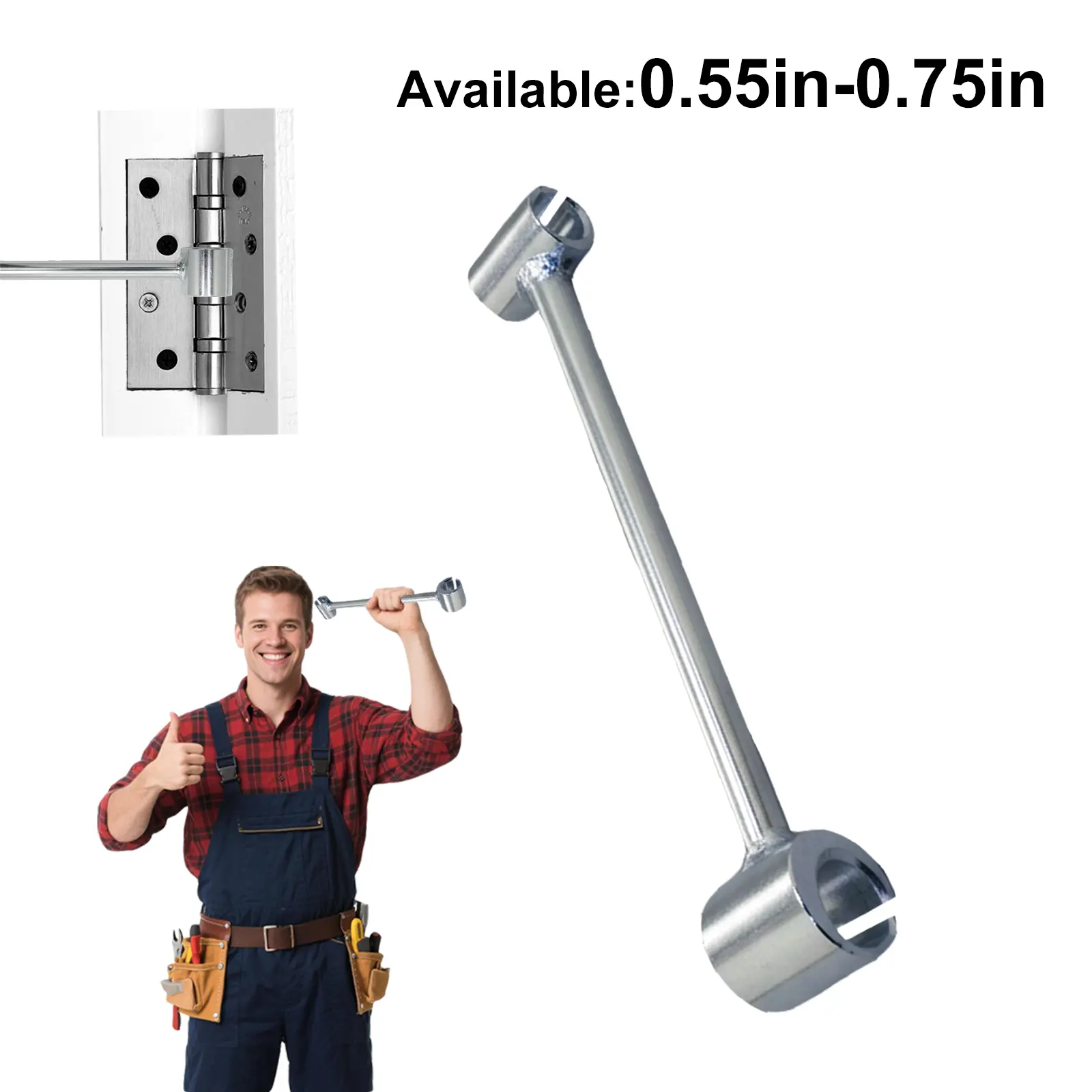 Door Hinge Adjustment Tool, 14-19mm Hinges Gap Adjusting Wrench,Upgraded Door Henge Repair Tool, Door Gap Tool for Flag Hinge Steel Double-Ended Door Henge Repair Wrench