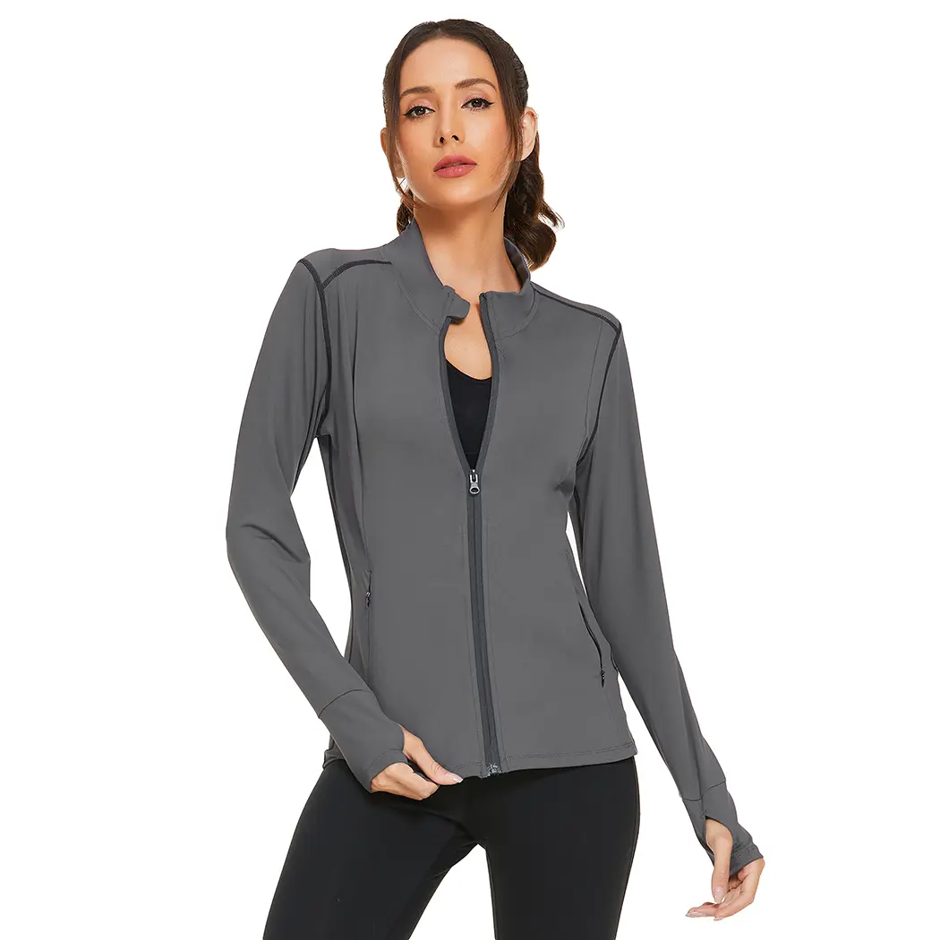 PINSPARK Women's Athletic Outerwear Full-Zip Track Top - Outdoor Zipper Jacket, Sweat Wicking Breathable, Flexible Women's Workout Sets for Running, Yoga, Zip Front Jacket