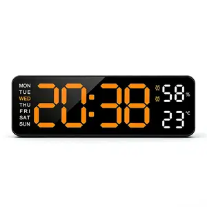 Blue Numbers Whimsical Home Decor Vintage Home Decor Friends Gift Exchange LED Digital Alarm Clock Dual Alarm Large Display Temperature Humidity Week Adjustable Dimmer 12 24H Modern Desk Wall Clock Light for Home Bedroom Office Exquisite Gifts