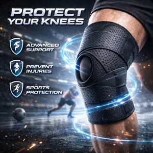 Plus Size Knee Compression Sleeve - Air Mesh Fabric Knee Wrap Brace with Side Stabilizers, Adjustable Compression for Sports Running, Meniscus Tear, ACL Arthritis Pain Relief