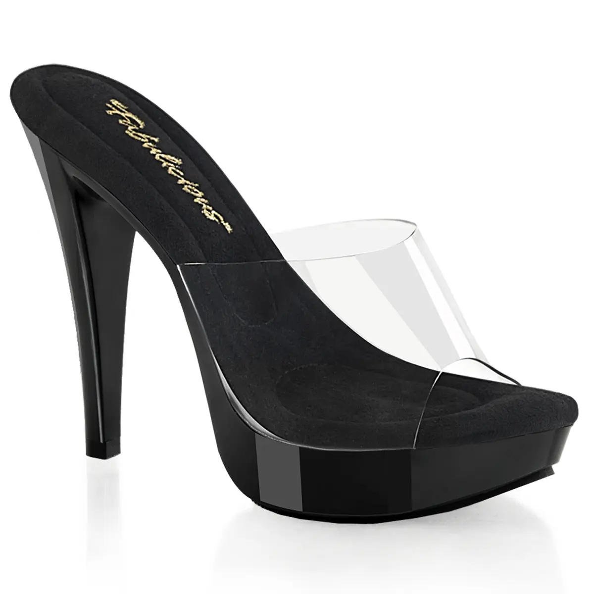 COCKTAIL-501 Women's Clear-Black Sandals with 5 Inch Heel Footwear Style Platform