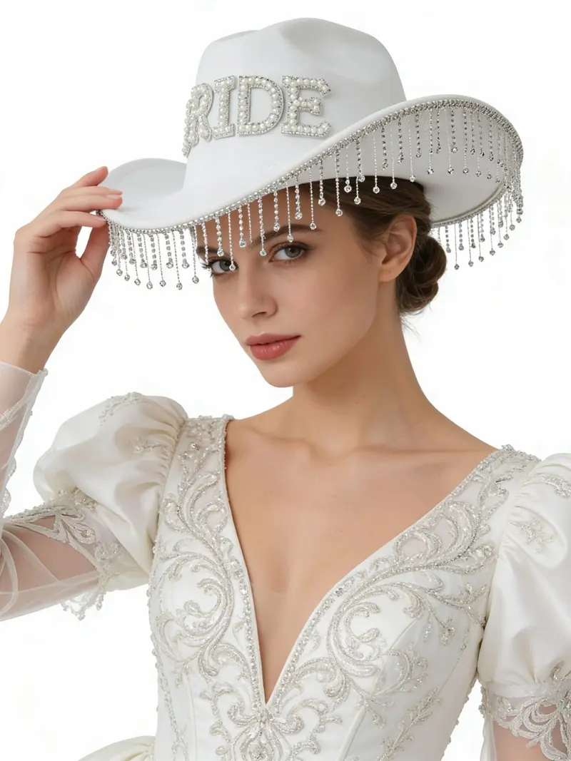 bride cowgirl hat - TikTok Shop display picture 1