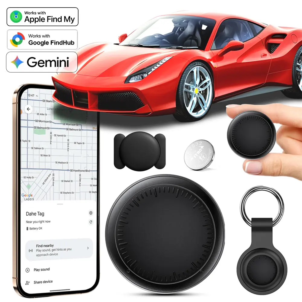 Magnetic Mini Tracker (Android & iOS) for Vehicles,Bicycles,Wallets,Kids,Elder,Pets and Keys,Vehicle Locator Tracker Tags Portable Compatible with Google FindHub/ FindMy GEMINI No Subscription,Anti-Lost Device,IP67 Waterproof Case,Replaceable Battery