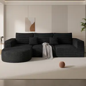 110" Modular Sectional Sofa Couches, Cloud Couches for Living Room, Boneless Sofa with Deep Seat,L-Shape Couch with Chaise,No Assembly Required,Black,1 PCS
