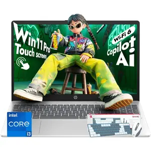 HP 2026 Touchscreen Laptop for Student and Business, Intel 13th Core i3‑1315U (Up to 4.5GHz), Windows 11 Pro, Copilot AI, Numeric Keyboard, Wi‑Fi 6, with Patented KB Kit (16GB RAM | 2TB SSD)