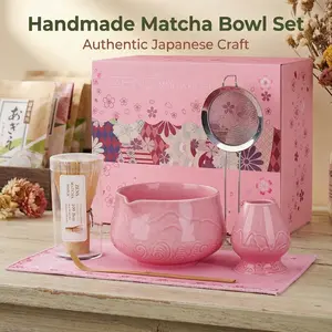 ZENS 5/6/7PCS Matcha Set, Japanese Tea Ceremony Kit With Spouted Bowl, Bamboo Whisk & Stand, Scoop & Strainer, Complete Matcha Making Kit, Tea Making Tools, Ideal For Matcha Lovers for ValentinesDay