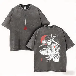 Naruto Kakashi Hatake Graphic T-Shirt, Vintage Washed Distressed Oversized Anime Tee, Retro Sharingan Ninja Streetwear Top for Men Women, Naruto Fan Gift & Anime Lover Apparel