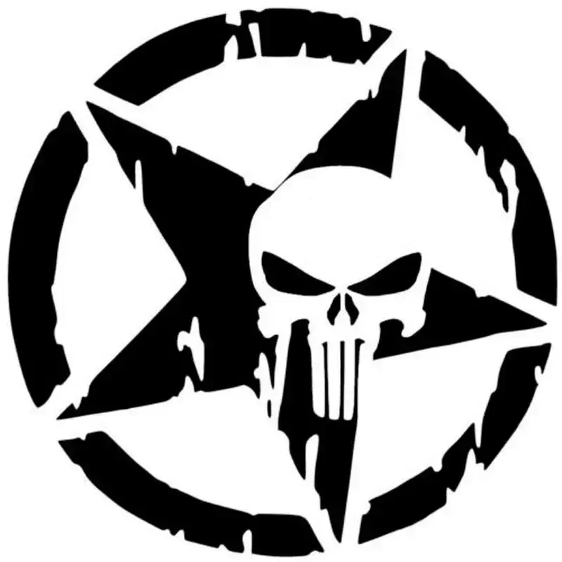 Car Sticker Punisher Skeleton Pentagram Personality Waterproof and Sunscreen Personality Interesting Decal,15cm*15cm