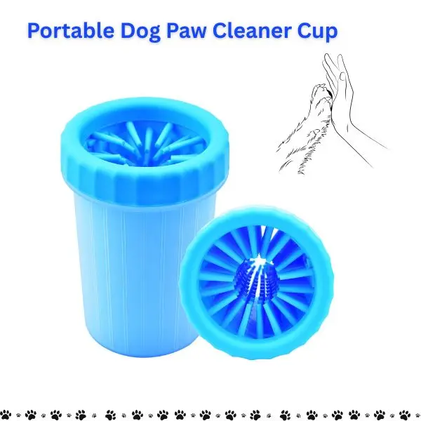 Portable Dog Paw Cleaner Cup – Fast Clean Pet Foot Washer for Medium Large Dogs & Cats, Compact Muddy Paw Cleaning Tool for Outdoor Travel (Blue), Silicone, Polypropylene