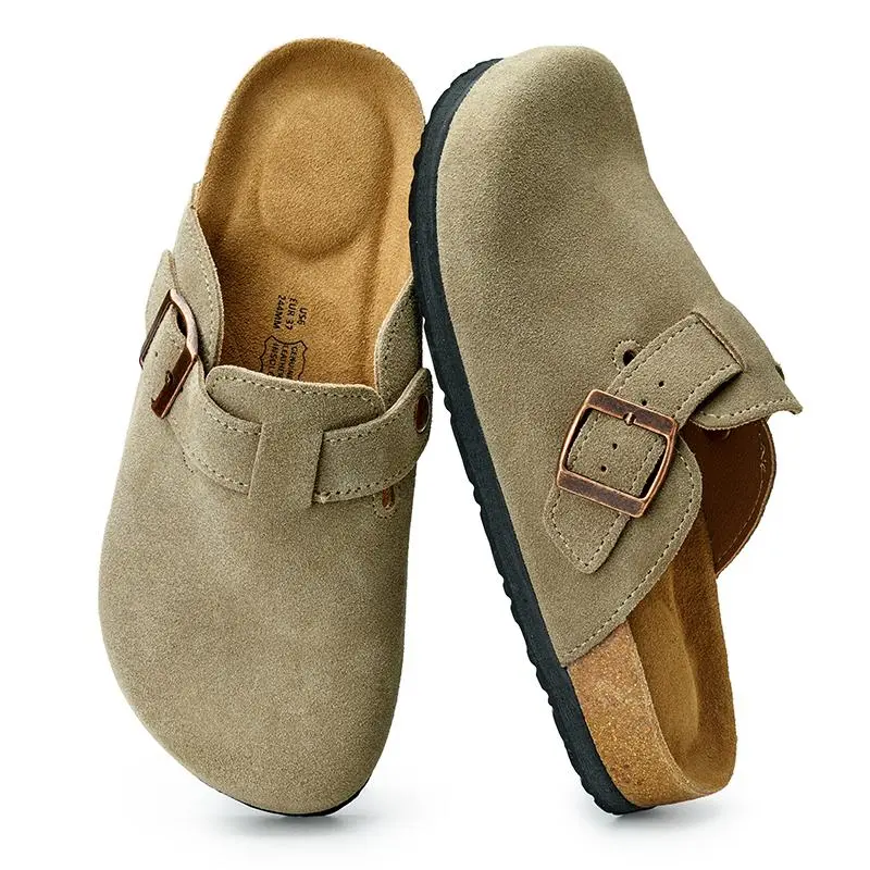 Trary Men's Genuine Leather Cork Footbed Clogs Trary Men's Genuine Leather Cork Footbed Clogs