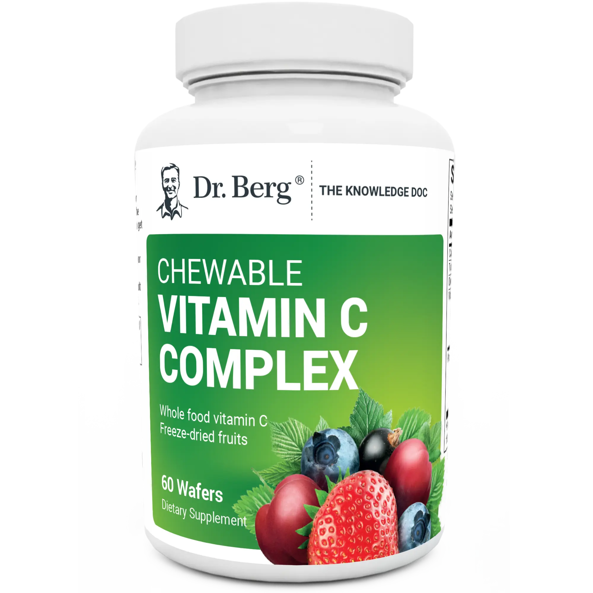 Chewable Vitamin C Complex made with Organic berries, Non-GMO - 60 Chewable Wafers Supplement Dietary Edible Healthcare Fitness