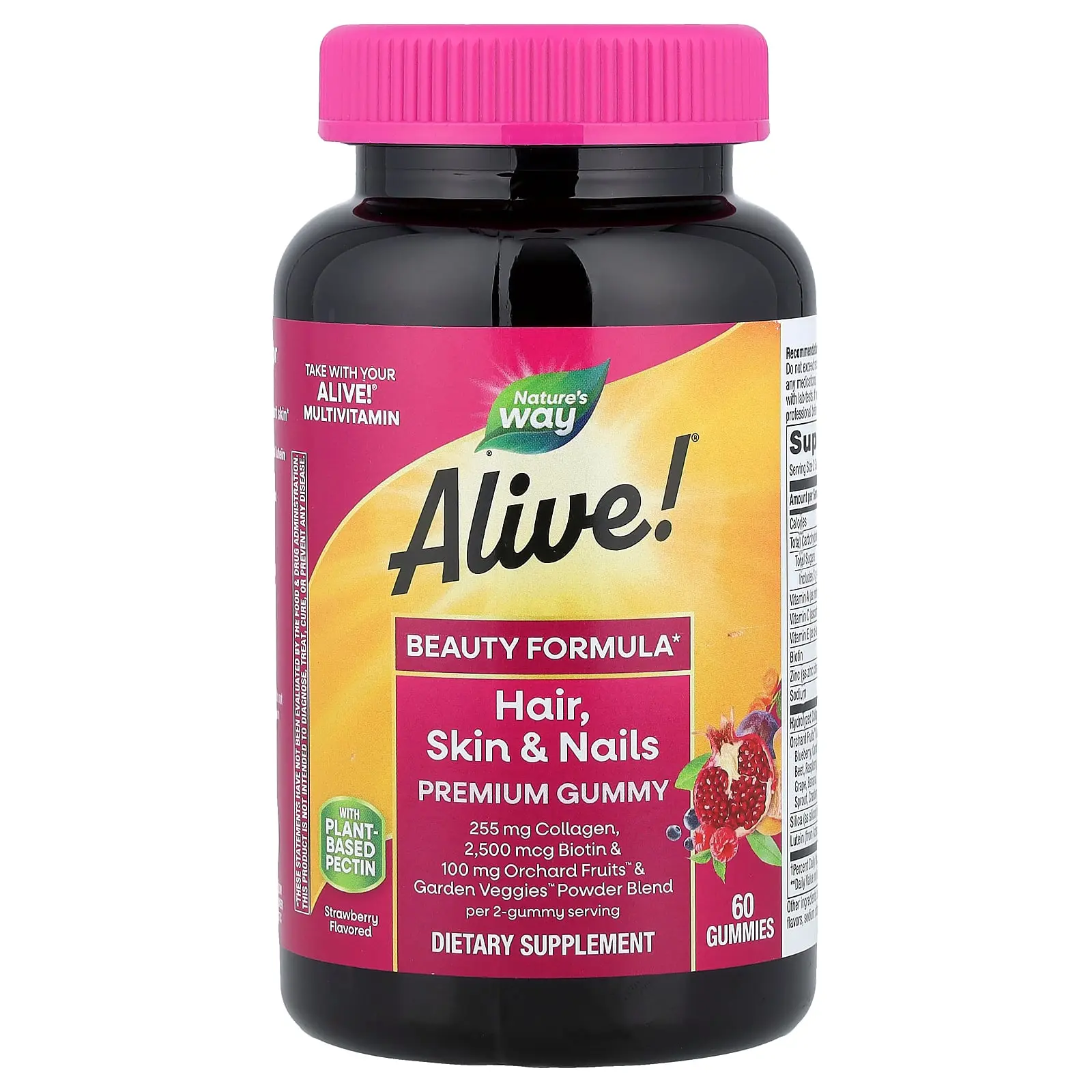 Nature's Way Alive!® Hair, Skin & Nails Premium Gummy, Strawberry, 60 Gummies