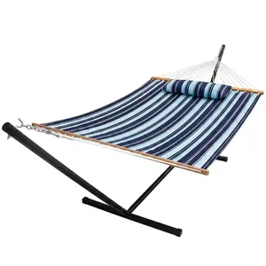 Portable Outdoor Hammock with Stand, Heavy Duty Hammock with Carrying Bag, Soft Pillow, Balance Ropes