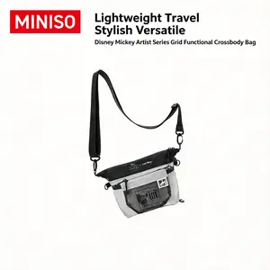 Disney Mickey Artist Series Grid Functional Crossbody Bag for Commuting – Fashionable Crossbody Bag
