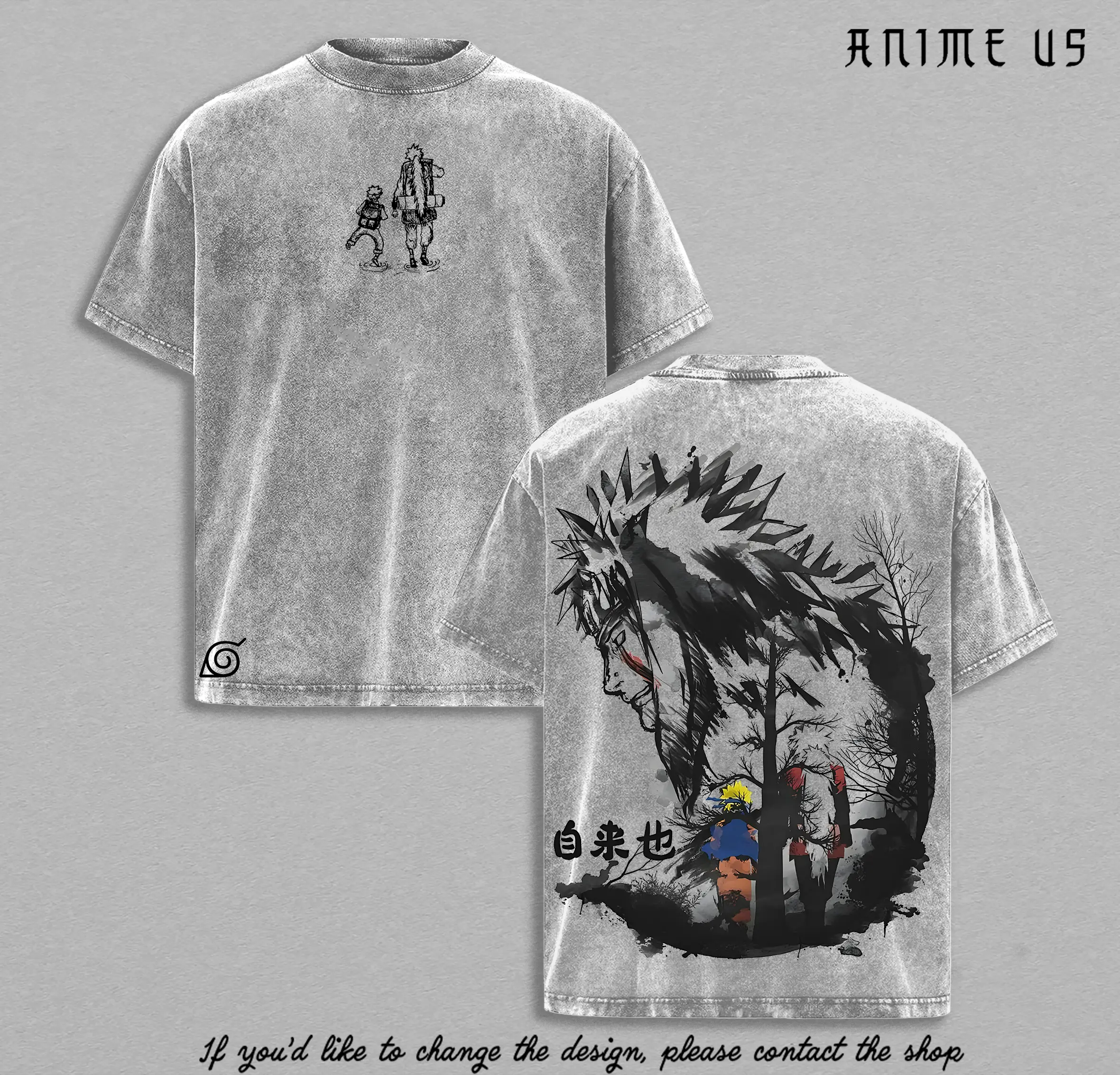 Master Jiraiya x Naruto Vintage Wash T-Shirt Anime Manga Graphic Tee, Heavyweight Streetwear, Japanese Anime Gift , Naruto Merch