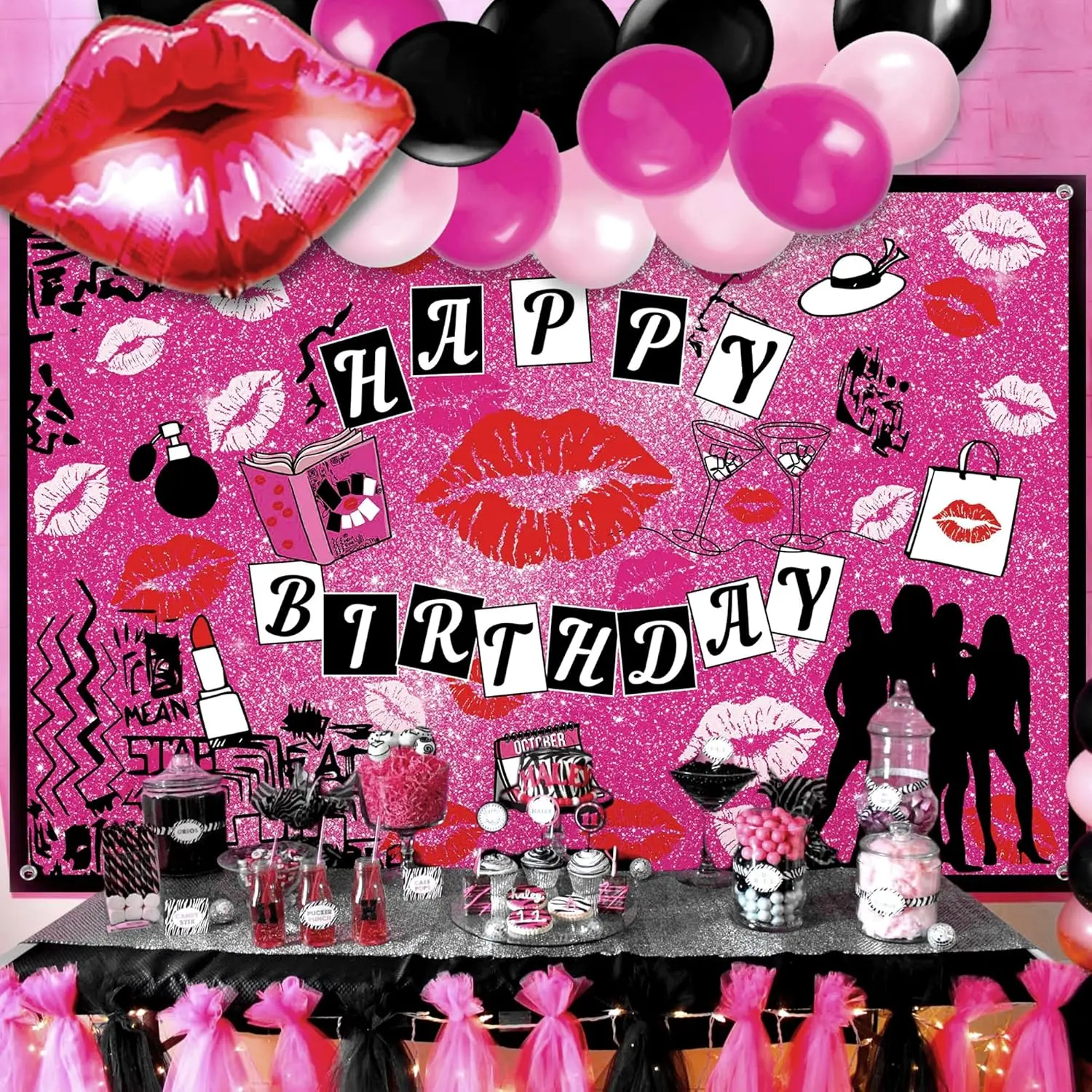 Mean Girl Birthday Decoration Mean Girl Birthday Banner Cake Topper Balloons Cupcake Toppers Girls Party Supplies Favors Gifts