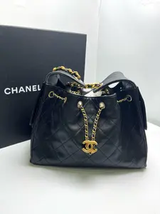 Pre-owned CHANEL leather Shoulder Bags 25 BLACK SMALL CAVIAR HOBO BAG XiaoTang0159