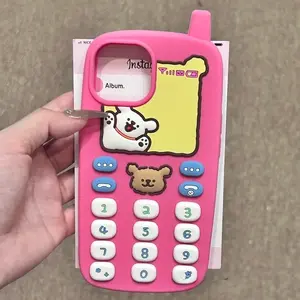 Adorable Fun Bear Phone Case for iPhone 12 13 14 15 16 17 Pro Max Silicone Soft Protective Case Cover Casing
