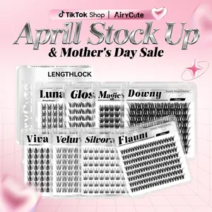 AiryCute LengthLock Collection | Lash Clusters Luna Glosa Viva Silvora Velure Flaunt Downy 8mm-16mm Ultra-Dense Waterproof Long-Lasting DIY Lashes for Flawless Look