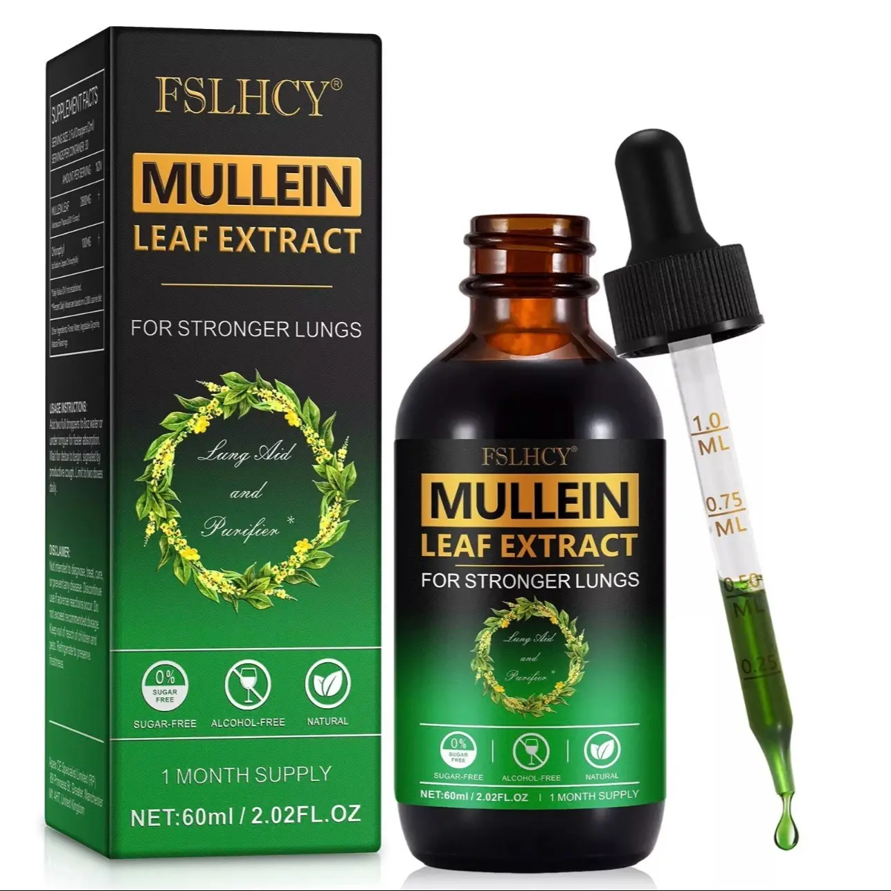 Mullein Leaf Drops with Chlorophyll Extract Drop- Lung Cleanse - Mullein Leaf Extract
