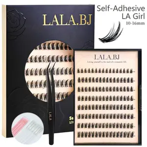 【LA Girl】【Self-Adhesive】LALA.BJEyelashes 10-16m D-Curly Pre-Glued Lash Clusters Easy Application & Reusable No Glue Needed for Natural Look