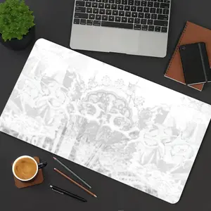 Abstract Floral White Mouse Pad Elegant Gaming Mouse Pads White Mousepad XXL Rubber Stitched Edges Keyboard Pad Desk Accessories Large Extended Desk Decor For Office Desktop Accessory Office Supplies