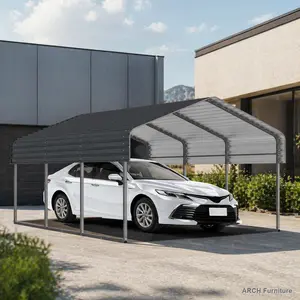 10x15 FT Heavy-Duty Metal Carport, Galvanized Steel Weatherproof Roof with Enhanced Base, Outdoor Shelter for Cars, Boats
