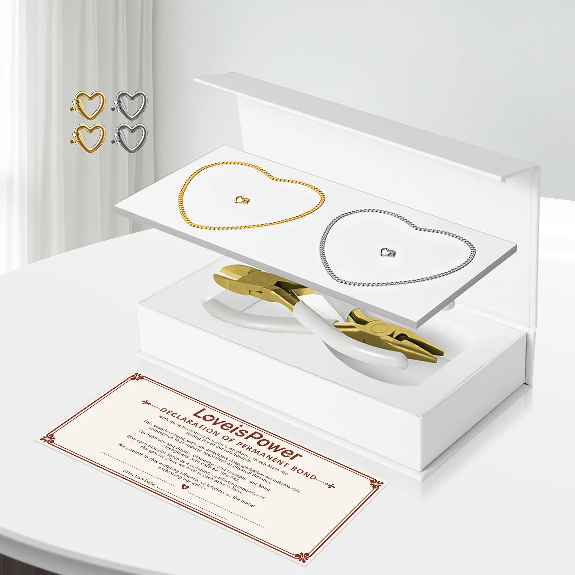 Stainless Steel Romance Bracelet Kit for Couples - Unique & Durable Matching Pair with Heart Lock, Waterproof Adjustable Love Gift for Anniversary, Birthday, Durability, Commemorative