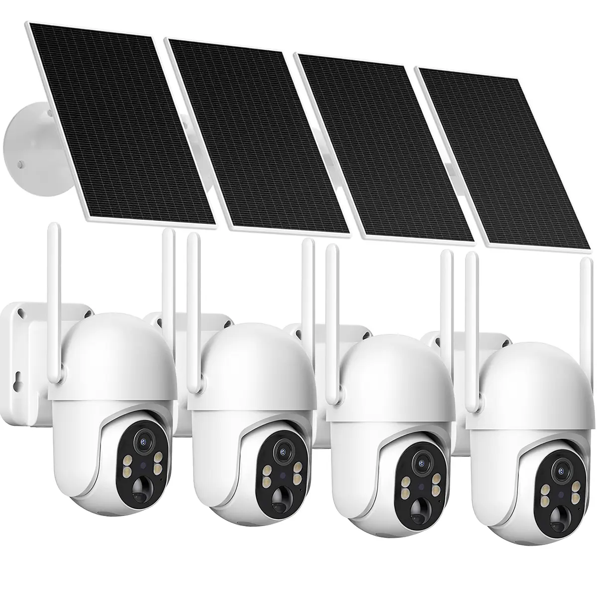 4G LTE Cellular Security Cameras Outdoor Wireless, Solar LTE Outdoor Security Camera with Solar Panel, 360° Live Video, PIR Motion Alerts, 2.7K Spotlight Color Night Vision, Remote Access for Farm/Jobiste(Data refill is required) White, 2-Pack