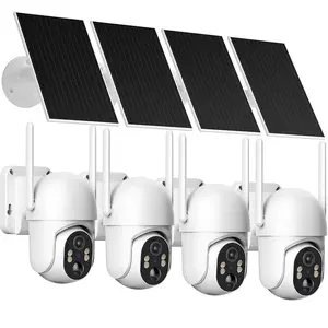 4G LTE Cellular Security Cameras Outdoor Wireless, Solar LTE Outdoor Security Camera with Solar Panel, 360° Live Video, PIR Motion Alerts, 2.7K Spotlight Color Night Vision, Remote Access for Farm/Jobiste(Data refill is required) White, 2-Pack