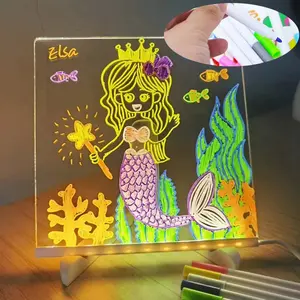 LED Note Board with Colors Light Up Acrylic Message Board Led Drawing Board Illuminated Acrylic Notepad with Adjustable Stand for Home & Business