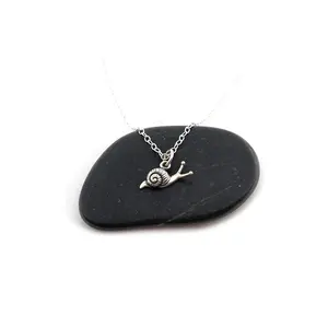 Tiny Sterling Silver Snail Necklace - Snail Charm - Handmade Jewelry